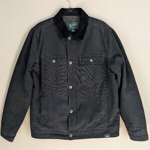 WOOLRICH Chore Barn Jacket Black Sherpa Lined Cotton Canvas Shell Men's M/L